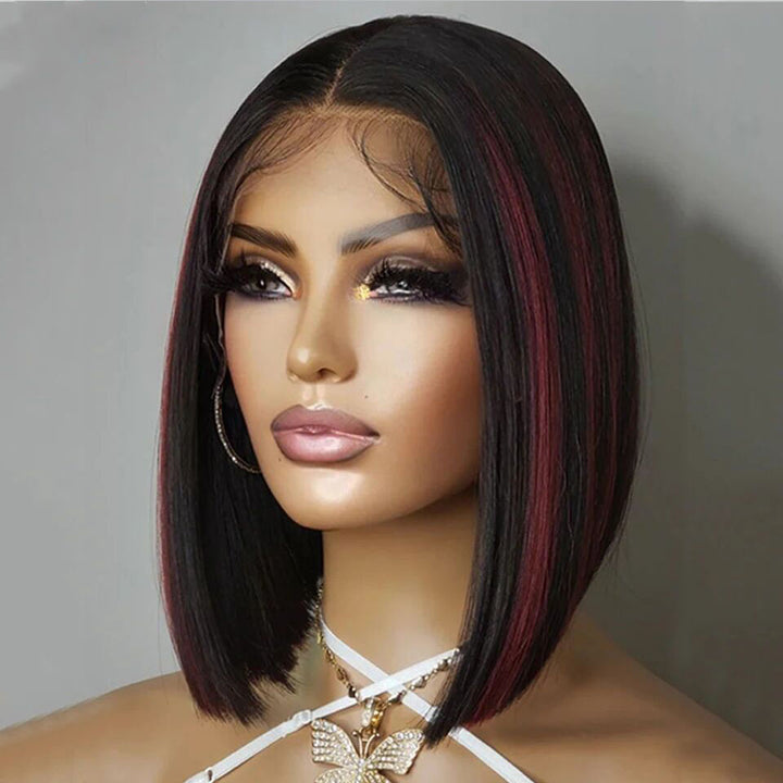 Skunk Stripe Noir et Bleu Ombre Body Wave 13x4/4x4 Lace Front Wig