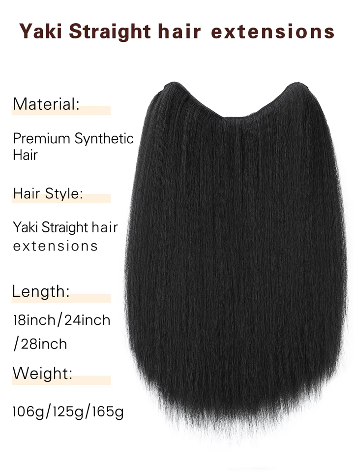 15A Clip in kinky straight  V-Shaped Hair Extension One Piece 5 Clips One Set Clips for Women