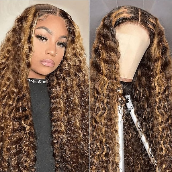 Lumiere P4/30 Highlighted Water Wave Wig 13x4 Lace Front Wigs Honey Blonde Human Hair Wigs