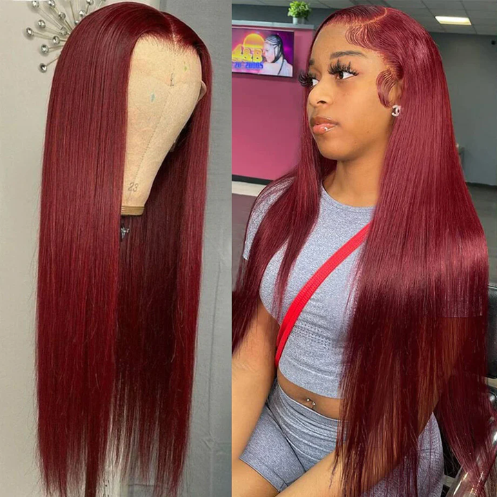 Lumiere Hair #99J Straight Wig  13x6 Lace Front Human Hair Wigs