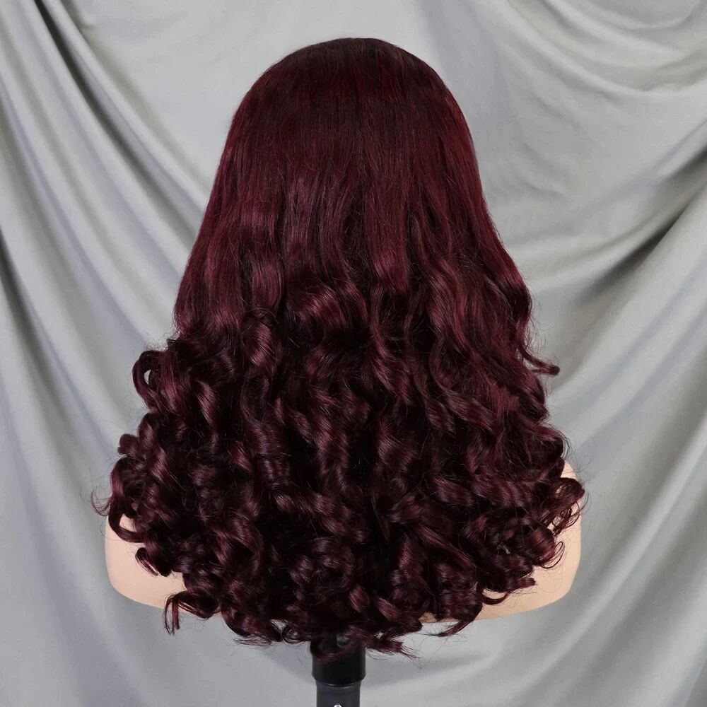 Customized Super Double Drawn Ginger Bouncy Curly Glueless 250% Density 13x4 Full Frontal Wigs Transparent Lace Wear Go 100% Human Hair | Lumiere
