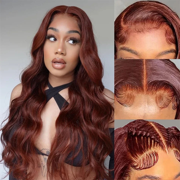 Lumiere Hair Ready To Go Color #33 Reddish Brown Body Wave Lace 4x4 & 5x5  Pre-cut Lace Glueless Wigs Human Hair