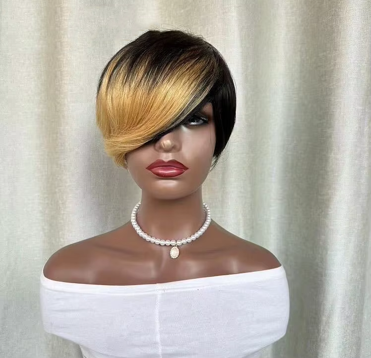 Naturel noir 13 x 4 x 1 partie latérale dentelle bouclée courte Pixie Cut Bob pour les femmes noires
