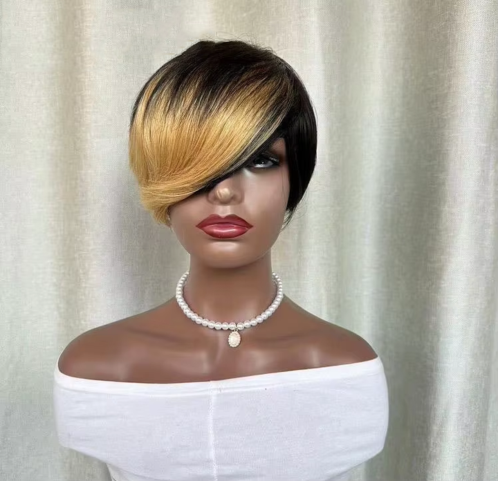 Naturel noir 13 x 4 x 1 partie latérale dentelle bouclée courte Pixie Cut Bob pour les femmes noires