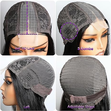 Lumiere Blunt Cut 2x6 Lace Closure Wig New HD Bob Wig Human Hair Straight Wigs for Women Natural Black