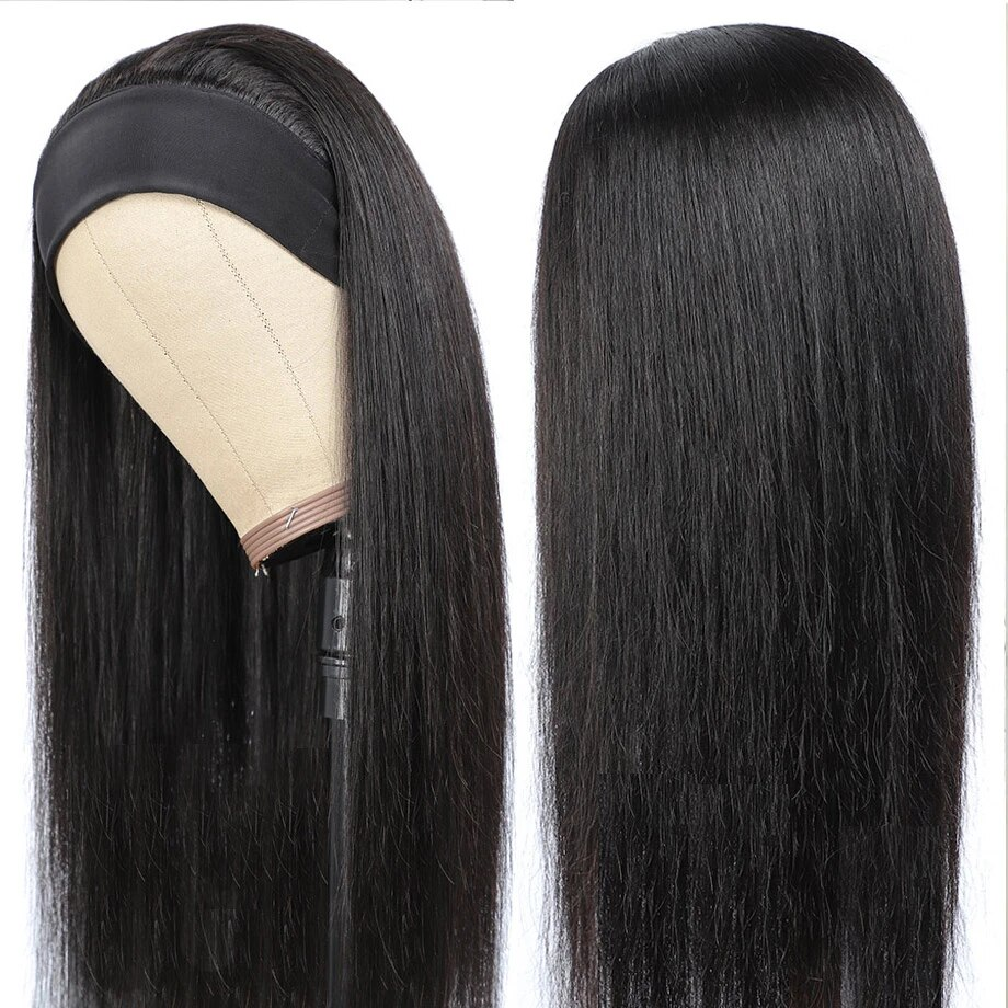 Lumiere Brazilian Straight Headband Human Hair Wigs for Black Women