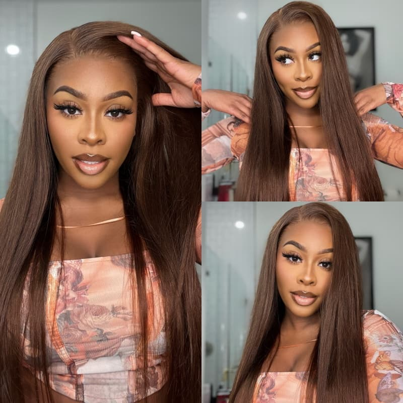 #350 Ginger Straight HD Transparent Lace Front Wigs Pour Femmes Cheveux Humains