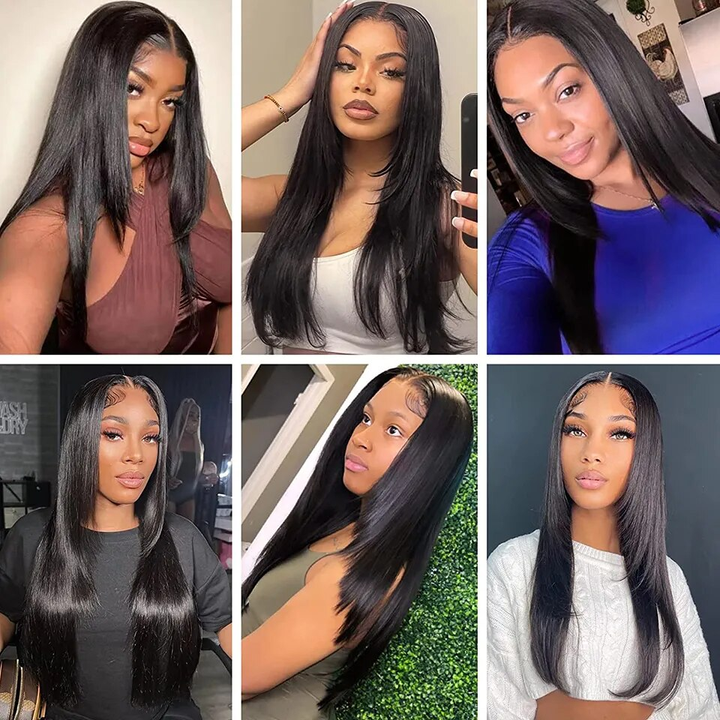 Lumiere 13x4/4x4  Straight Layer Cut Side-Part HD Lace Natural Hairline Human Hair Wigs