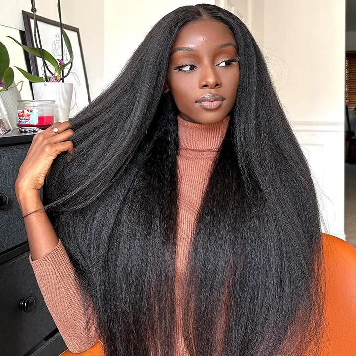 Lumiere Hair Pre-cut Kinky Straight Glueless HD 4X6/4x4  Lace Closure 100% Human Hair Wig