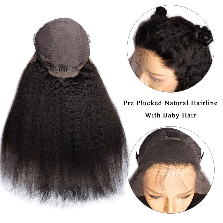 Kinky Straight 4x4 HD Lace Closure human hair Wigs With Baby Hair