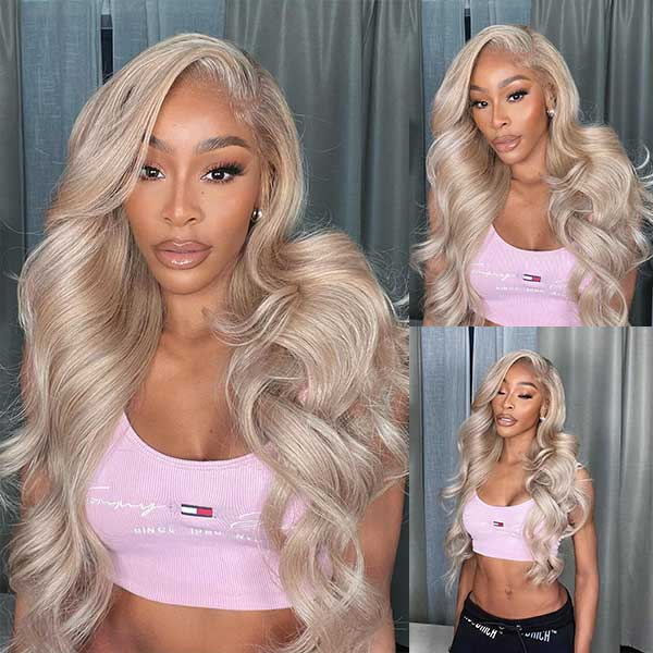 Lumiere Ash Blonde Color Lace Front Wig Human Hair 13x4 Body Wave Mini Knots HD Invisible Lace Wig for Women