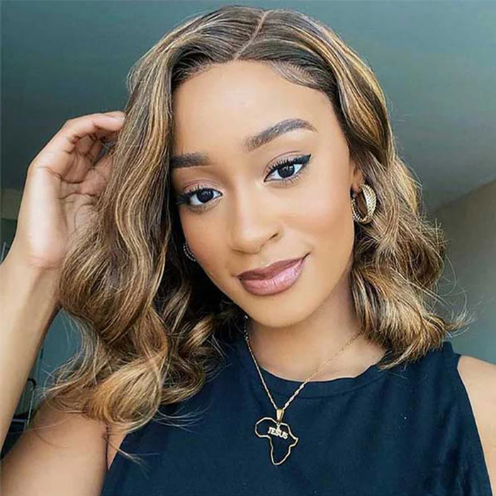 Lumiere A1 Customized Highlight P4/27 Body Bob 13x4 Lace Front Human Hair Wig Natural Hairline Bob Wigs