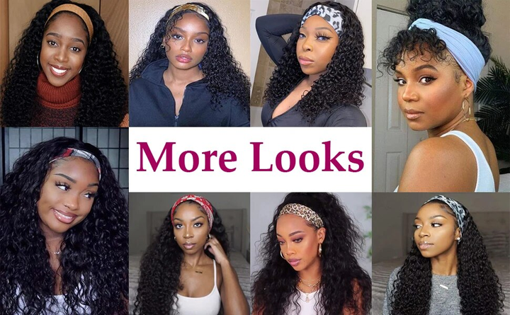 Kinky Straight Bandeau Perruque de Cheveux Humains Glueless Machine Made Non-Lace Wigs