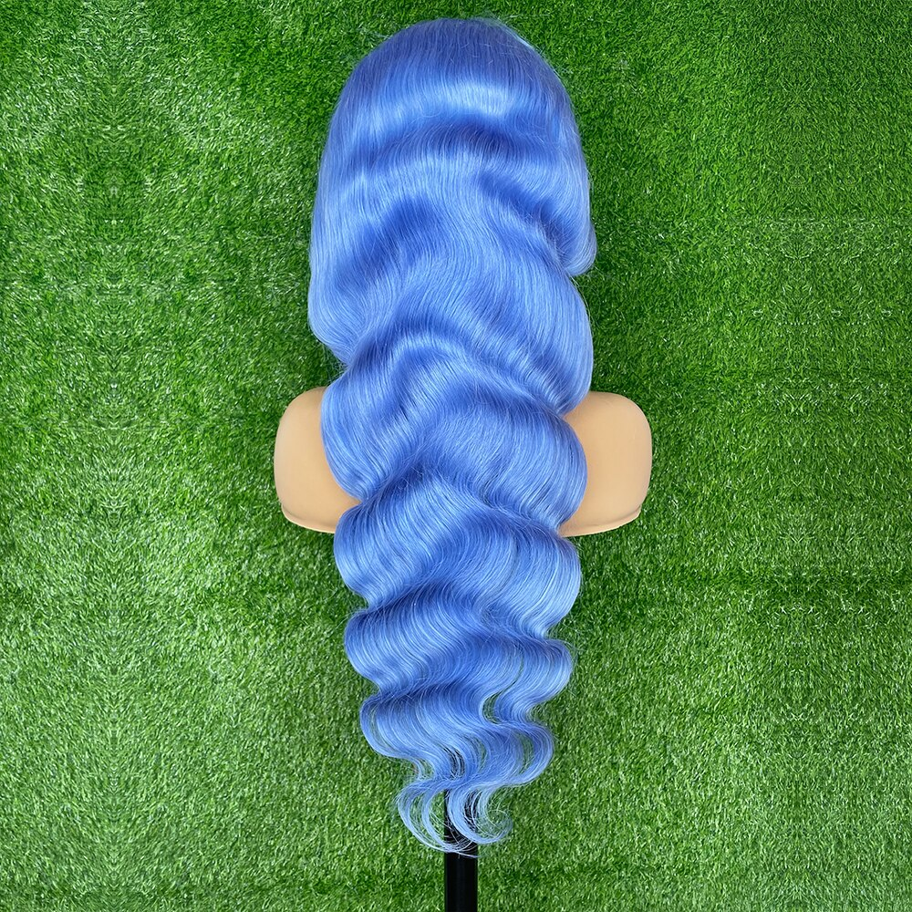 Light violet Blue 13x4 Transparent Lace Front Wig Body Wave Wigs For Women 613 Colored Human Hair