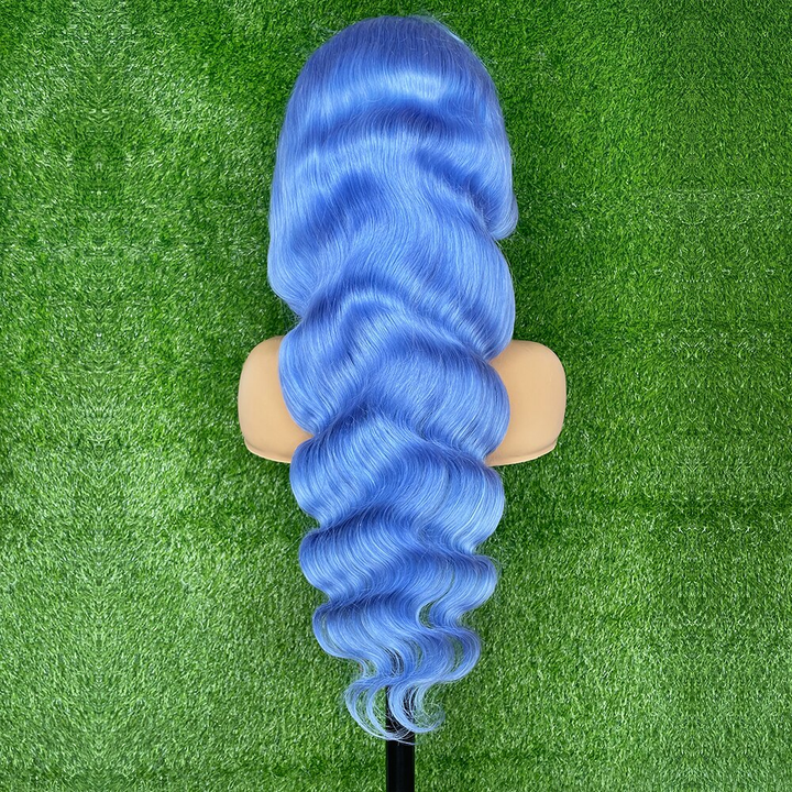 Light violet Blue 13x4 Transparent Lace Front Wig Body Wave Wigs For Women 613 Colored Human Hair