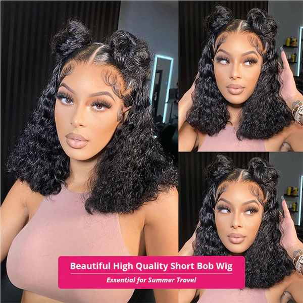 Lumiere Hair Short Bob Wigs Water Bob 13x4 HD Lace Frontal Human Hair Wig 180% Density