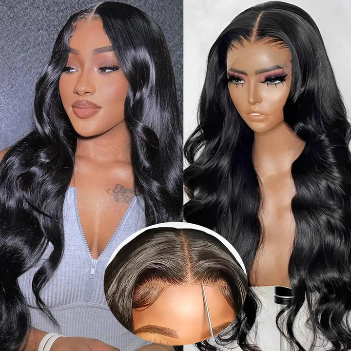 Longue ligne droite Wear & Go Glueless Lace Frontal perruques de cheveux humains