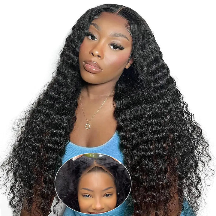 Deep Wave 5X5/13X6 HD Transparent Lace Front Wigs Pre Plucked Hairline Best Human Hair Wig-Lumierehair