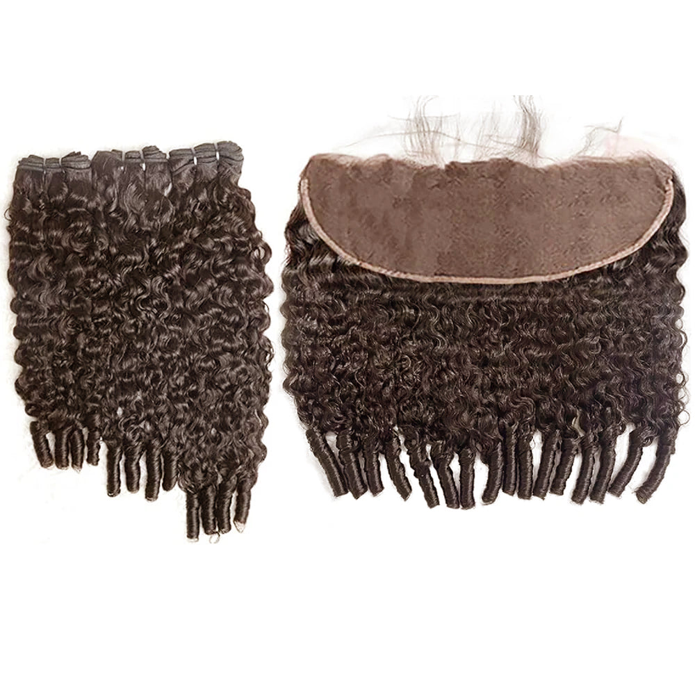 Lumiere #4 Brown Colored Burmese Curly 4 Bundles With 13X4 Frontal Transparent Lace