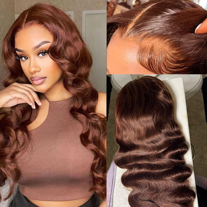 Lumiere #350 Ginger Colored Body Wave 13x4 Lace Frontal Human Hair Wigs (No Code Need)