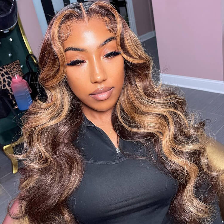 Lumiere Hair Highlight #4/27 Body Wave 4x4 & 5x5 HD Lace  Pre-cut Easy To Wear Glueless Wigs 150% 180% Density Human Hair Wigs