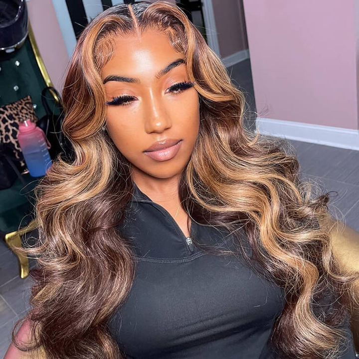 Lumiere Hair Highlight #4/27 Body Wave 4x4 & 5x5 HD Lace  Pre-cut Easy To Wear Glueless Wigs 150% 180% Density Human Hair Wigs