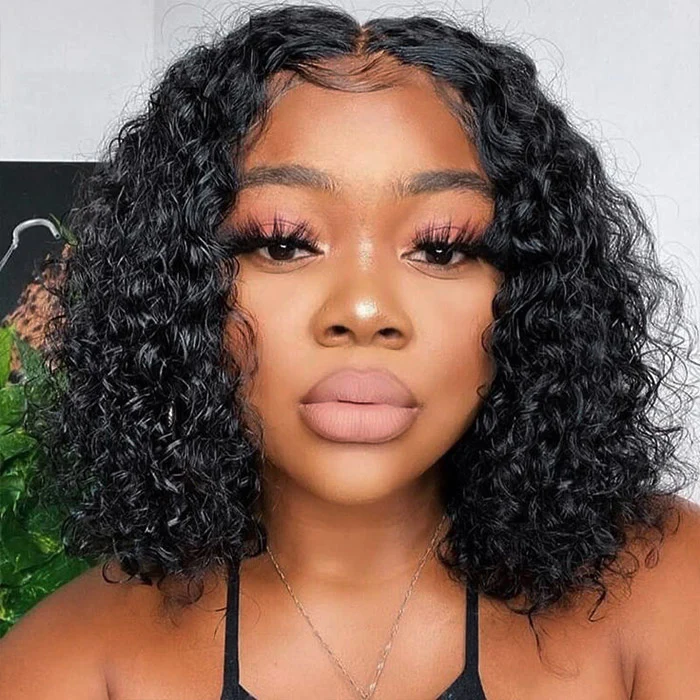 Kinky Curly Bob 13x4 / 4X4 Lace Front Cheveux Humains Pour Les Femmes Noires Sans Colle