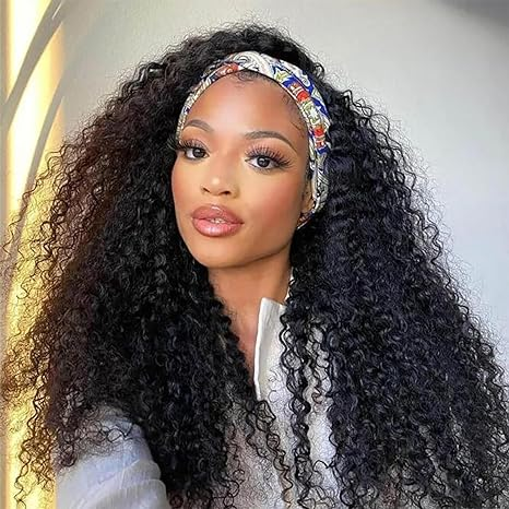 Kinky Straight Bandeau Perruque de Cheveux Humains Glueless Machine Made Non-Lace Wigs