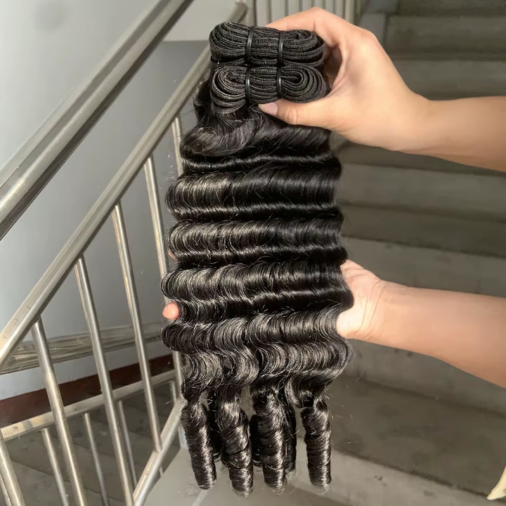Lumiere Funmi Loose Deep 4 Bundles Human Hair Extensions Burmese Curly Curls Raw Hair 100% Human Hair