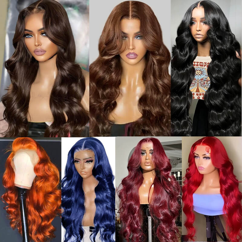 Lumiere #350 Ginger Colored Body Wave 13x4 Lace Frontal Human Hair Wigs (No Code Need)