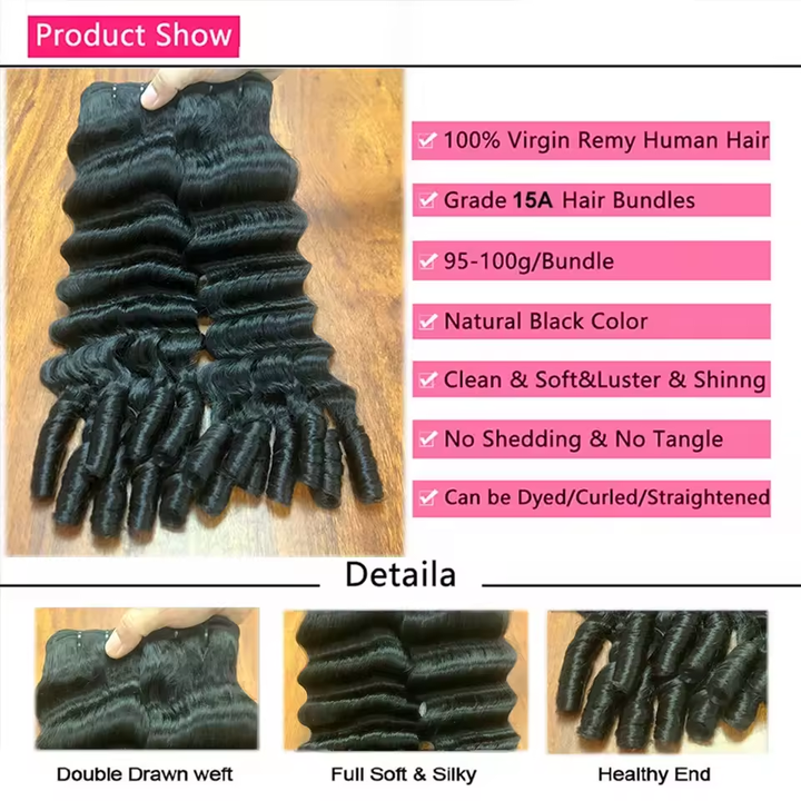 Lumiere Burmese Curly Funmi Loose Deep 3 Bundles for Women Natural Black Human Hair