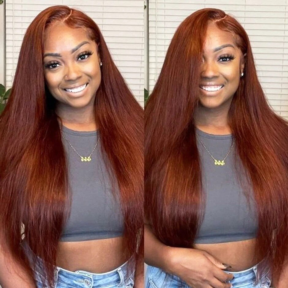 #4/30 Ombre Lace Front Straight Wig Highlight Perruques de cheveux humains pré-plumées
