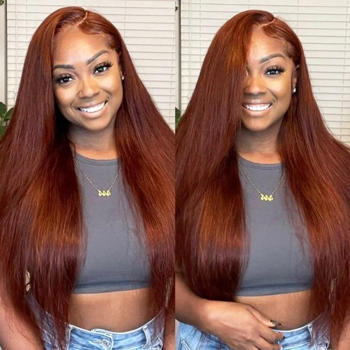 #4/30 Ombre Lace Front Straight Wig Highlight Perruques de cheveux humains pré-plumées