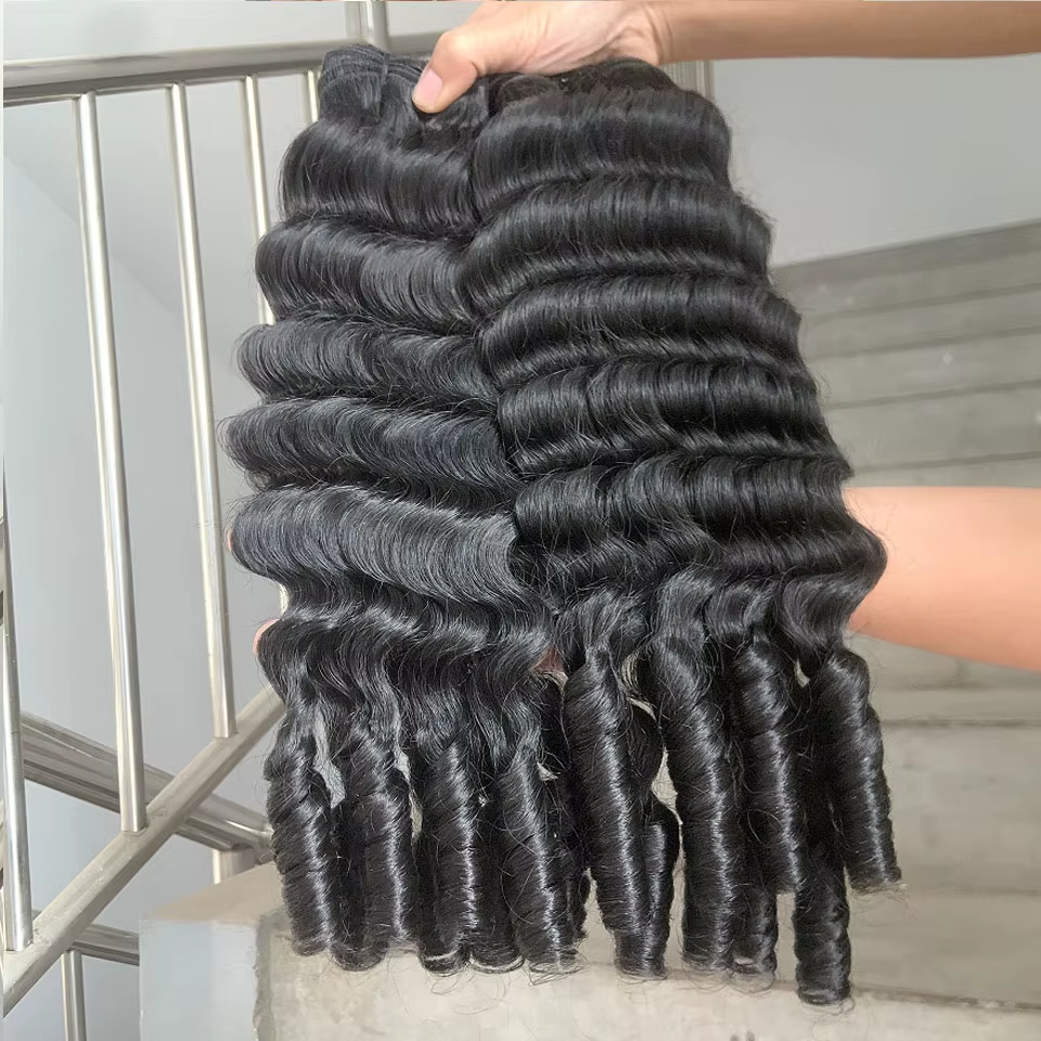 Lumiere Funmi Loose Deep 4 Bundles Human Hair Extensions Burmese Curly Curls Raw Hair 100% Human Hair