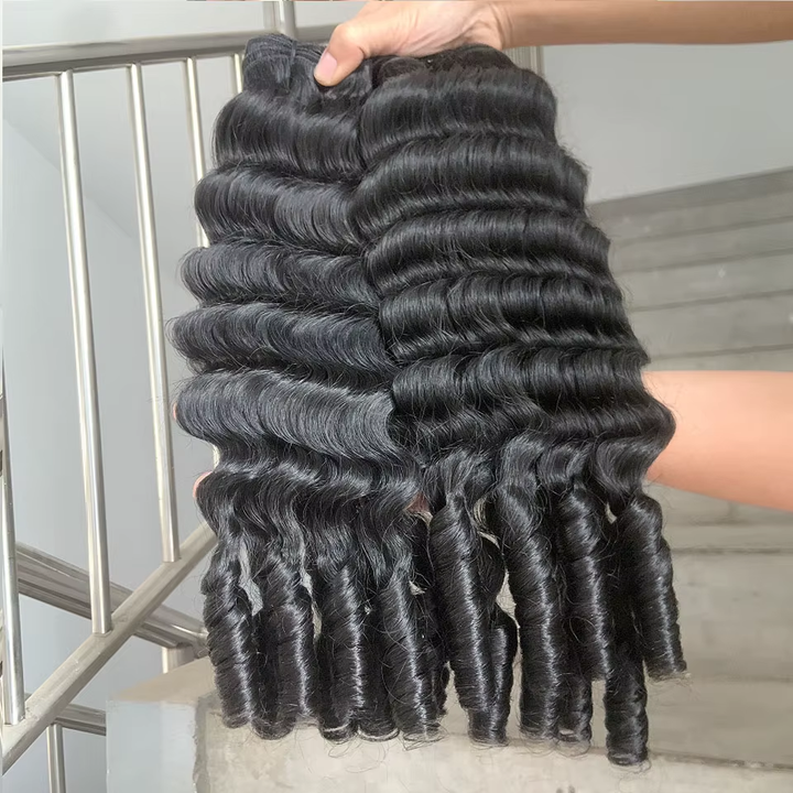 Lumiere Funmi Loose Deep 4 Bundles Human Hair Extensions Burmese Curly Curls Raw Hair 100% Human Hair