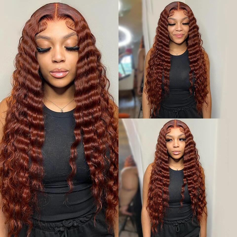 Perruques de cheveux humains avant de lacet sans colle de vague profonde de brun chocolat pour les femmes noires