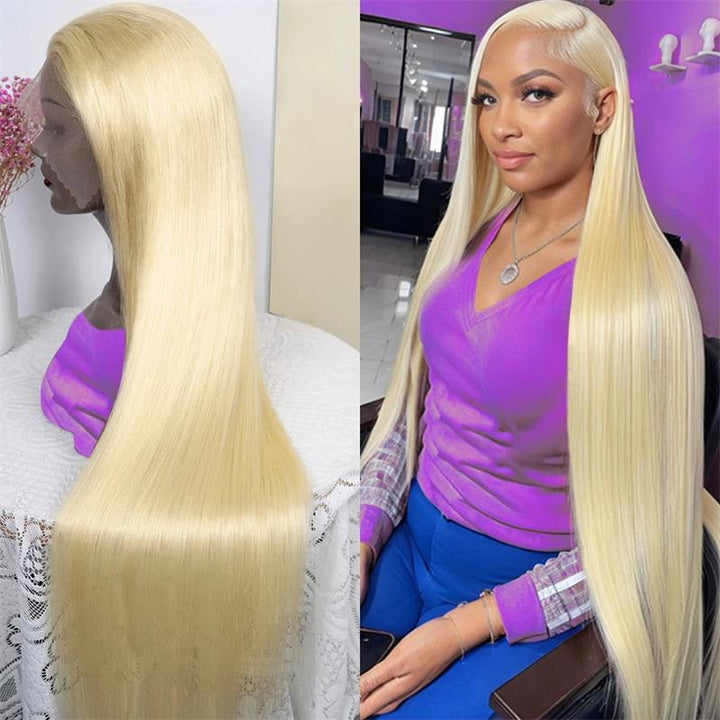 Ship In 24Hours-Lumiere #613 Blonde 13x4 HD Lace Straight 4x4 Lace Closure Human Hair Wigs (No Code Need)
