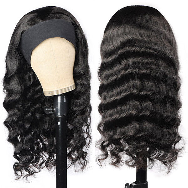Perruques de bandeau de cheveux humains de vague lâche perruque faite à la machine couleur naturelle aucune dentelle