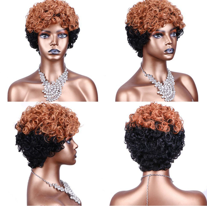 Short Human Hair Wigs Pixie Cut Curly Brazilian Hair for Black Women Machine Made Human Hair Wig