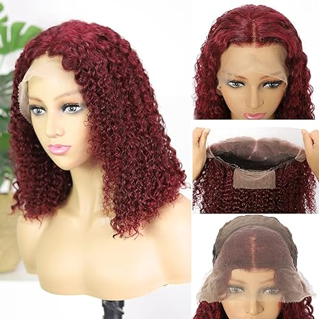 Lumiere A1 Customized 13x4 Lace Frontal 99j Short Curly Bob Wigs Human Hair for Women