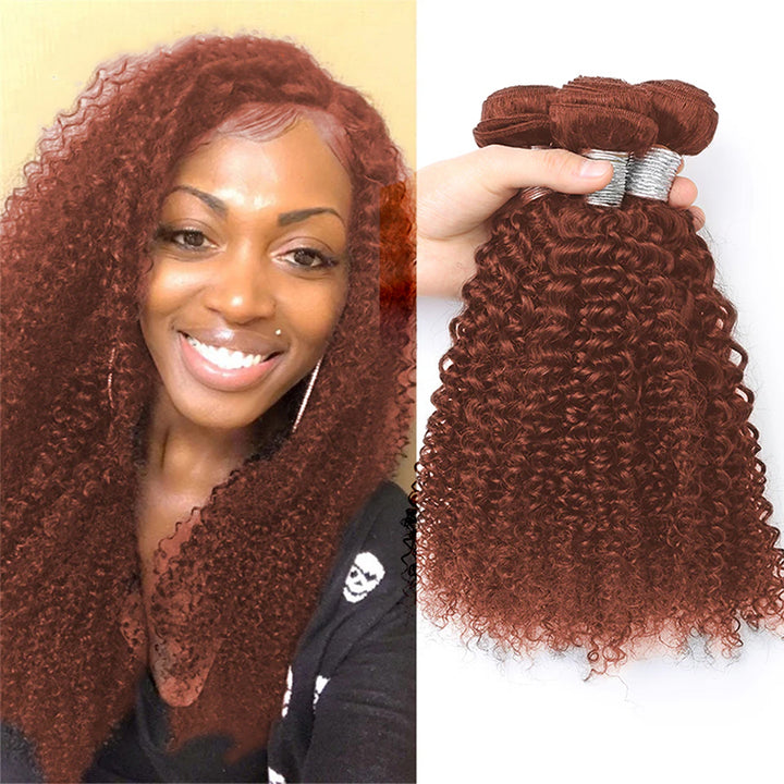 #33 Blonde Curly 3 Bundles with 4x4 Lace Closure