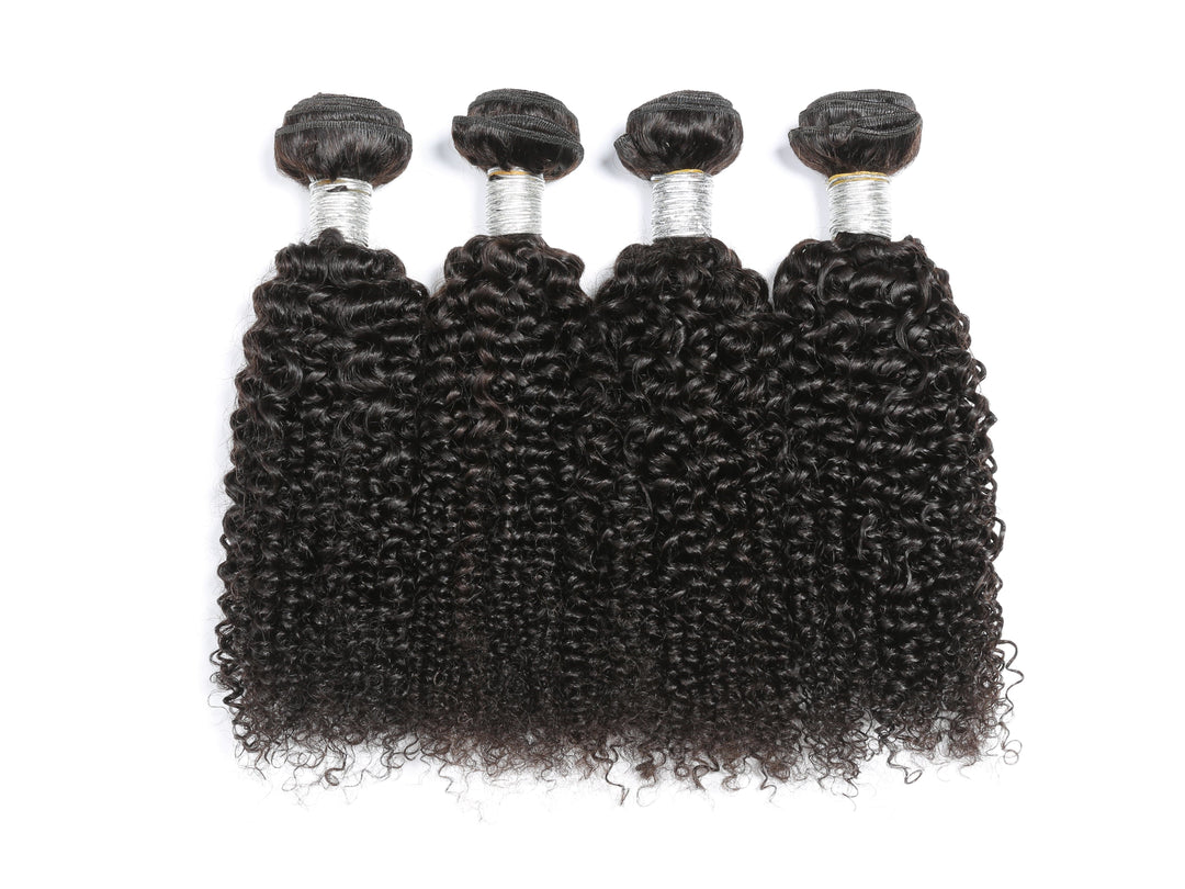 Kinky Curly 4 Bundles With Closure 5x5 Lace 100% virgin human hair