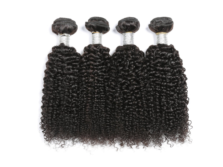 Kinky Curly 4 Bundles With Closure 5x5 Lace 100% virgin human hair