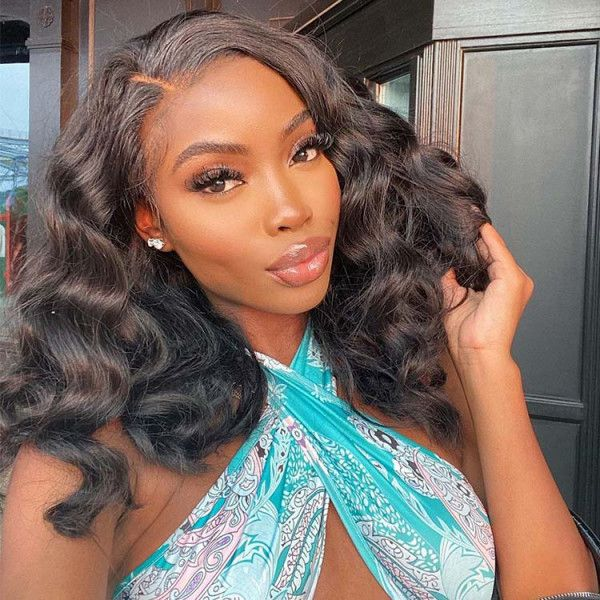 Loose Wave Lace Front Short Bob Perruques Couleur Naturelle Pré-Plumée