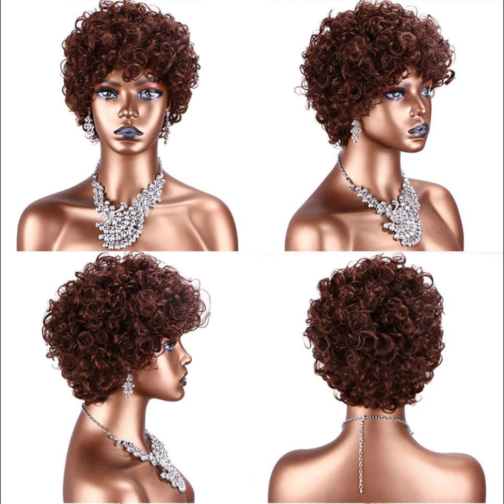 Short Human Hair Wigs Pixie Cut Curly Brazilian Hair for Black Women Machine Made Human Hair Wig