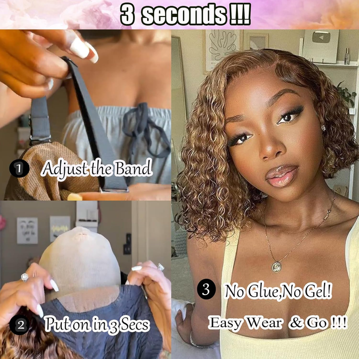 P4/30 Couleur Kinky Curly 13X4 Lace Frontal Bob
