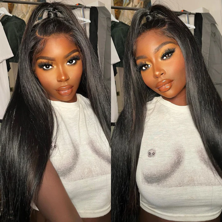 Lumiere Long Straight Hair Invisible HD 13x6 & 5x5 Transparent Lace Wigs Pre Plucked Melted Match All Skin Color