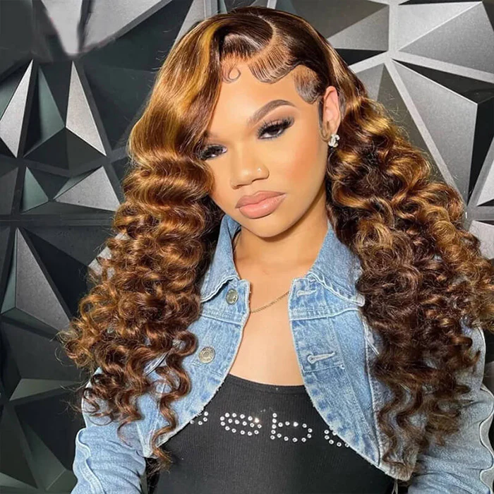 Lumiere #P4/27  Wig Loose Deep Wave 13x6 Transparent Lace Human Hair Wigs