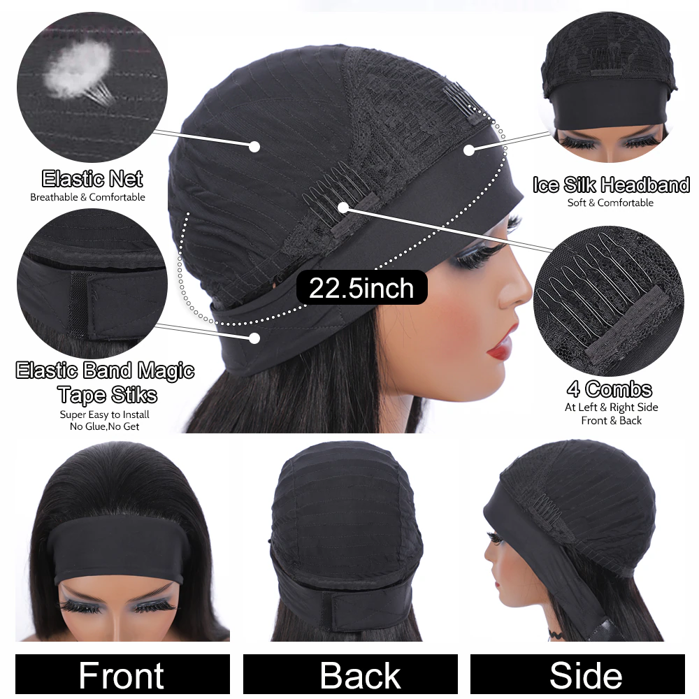 Lumiere Body Wave Headband Human Hair Wig Machine Made Non-Lace