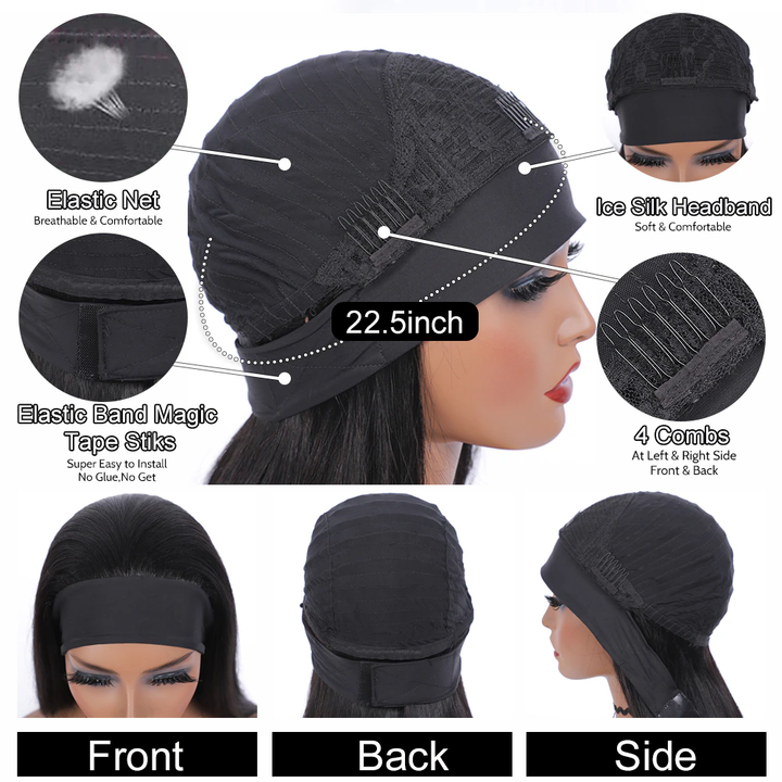 Lumiere Body Wave Headband Human Hair Wig Machine Made Non-Lace